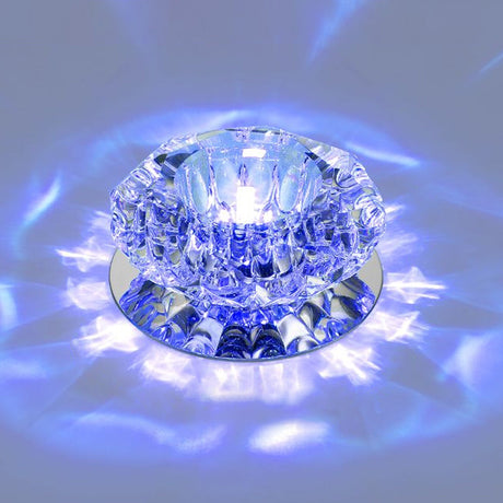 Floral Flush Mount Led Ceiling Lamp With Clear Crystal Accents - Minimalistic Stainless Steel Design