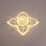 Petals Led Ceiling Light: Flower Crystal Flush-Mount Fixture Clear / Warm