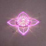 Petals Led Ceiling Light: Flower Crystal Flush-Mount Fixture Clear / Pink