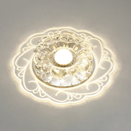 Flower Shape Crystal Flush Mount Ceiling Light Fixture With Led Modern Aisle Lighting Clear / B