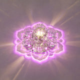 Minimalist Floral Led Crystal Surface Mount Ceiling Light For Hallway Clear / Pink