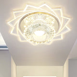 Modern Led Flushmount Ceiling Light With Stainless Steel Frame And Clear Crystal Shade / Warm