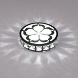 Ultrathin Round Led Crystal Flush Mount Ceiling Light With Flower Pattern - Elegant Corridor Lamp