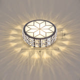 Clear Cut Crystal Led Ceiling Light With Floral Pattern - Modern Flush Mount / Warm