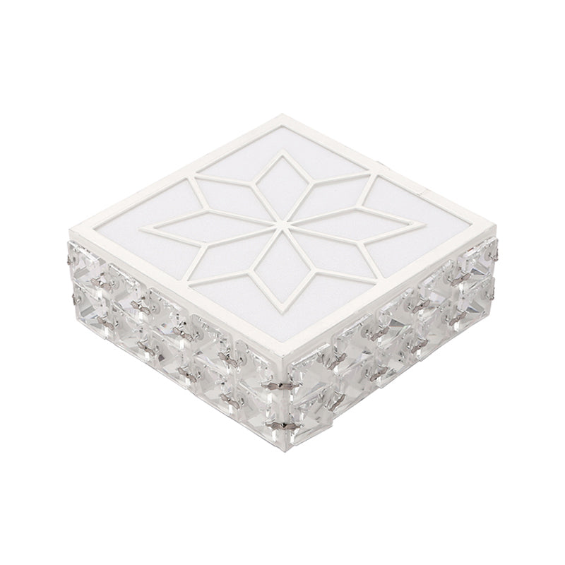 Modern Crystal Inserted Gold Finish Led Flush Mount Ceiling Light For Aisle