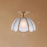 Traditional Seedy Glass Foyer Ceiling Light With Scalloped Edge Bronze / 10
