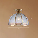 Traditional Seedy Glass Foyer Ceiling Light With Scalloped Edge Bronze / 12