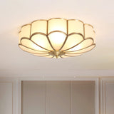 Gold Chrysanthemum Traditional Glass Flush Mount Ceiling Light For Bedroom