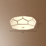 Minimalist Brass Flush Glass Ceiling Light For Bedroom - Polygon White Fixture / 14