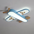 Kid’s Plane Led Ceiling Light With Wooden Accents For Bedroom Flush Mount Blue / 21.5’ Warm