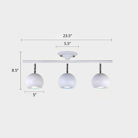 Nordic Metal Dome Restaurant Ceiling Light Fixture - Semi Flush Mount Track Lighting 3 / White