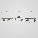 Nordic Style Tubular Metal Flush Mount 6-Light Ceiling Spotlight For Living Room Black