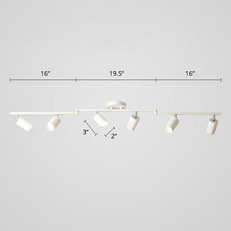Nordic Style Tubular Metal Flush Mount 6-Light Ceiling Spotlight For Living Room White