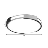 Modern Black And White Drum Flush Mount Ceiling Light Fixture - 18/23.5 Wide Metal Led Recessed