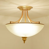 Traditional Frosted Glass Bowl Shaped Kitchen Ceiling Light Fixture - 4-Light Semi Flush