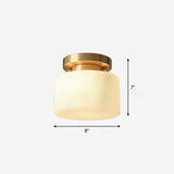 Cream Glass Ceiling Light With Brass Finish For Modern Foyer - Semi Flush Mount