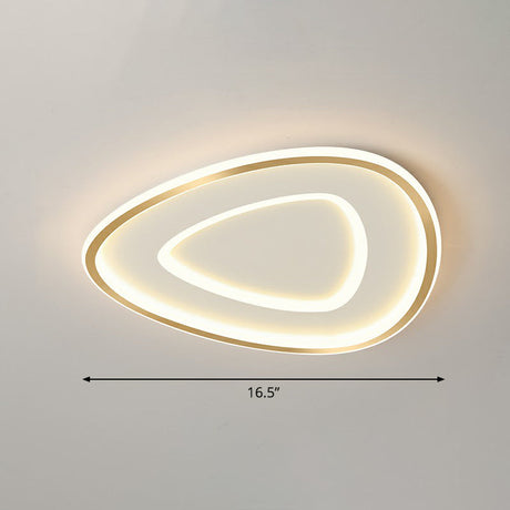Sleek Gold Teardrop Led Ceiling Light Flush Mount - Simplicity & Style / 16.5 Remote Control