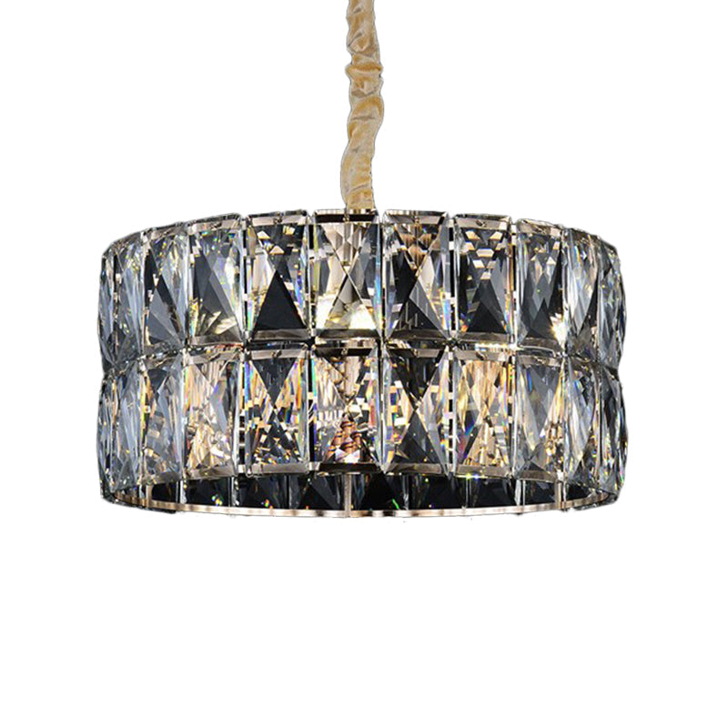 Modern Black Round Crystal Chandelier - Stylish Multi-Light Ceiling Lamp For Living Room