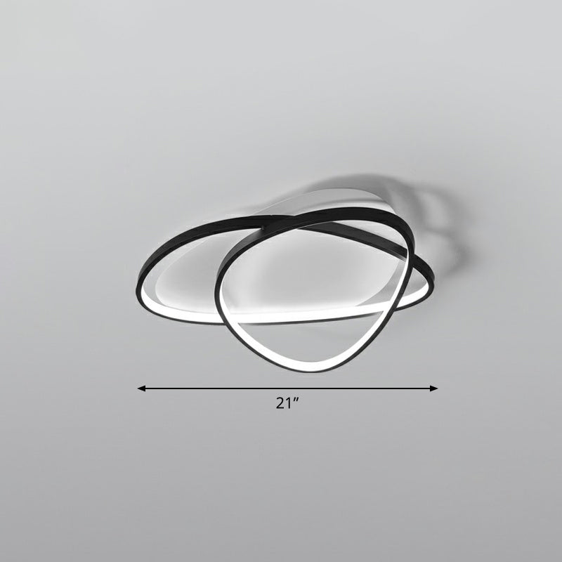 Black Metal Led Flush Ceiling Lamp With Simple Pebblestone Shape - Ideal For Hotel Lighting / 21