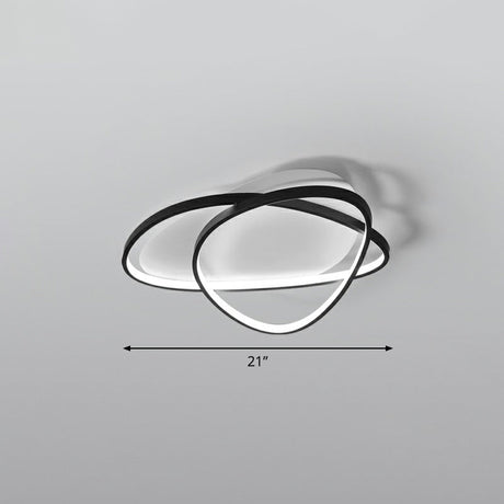 Black Metal Led Flush Ceiling Lamp With Simple Pebblestone Shape - Ideal For Hotel Lighting / 21