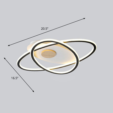 Modern Oval Flush Mount Led Ceiling Light Fixture For Bedroom Black / 16.5 Remote Control Stepless