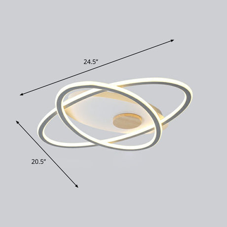 Modern Oval Flush Mount Led Ceiling Light Fixture For Bedroom Grey / 20.5(53Cm) Third Gear