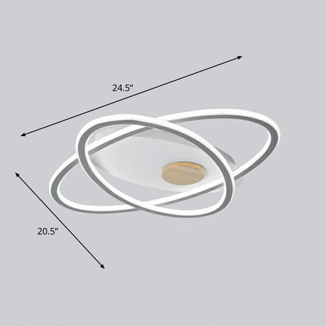 Modern Oval Flush Mount Led Ceiling Light Fixture For Bedroom Grey / 20.5(53Cm) White