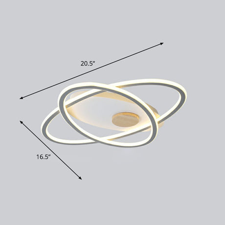 Modern Oval Flush Mount Led Ceiling Light Fixture For Bedroom Grey / 16.5 Third Gear