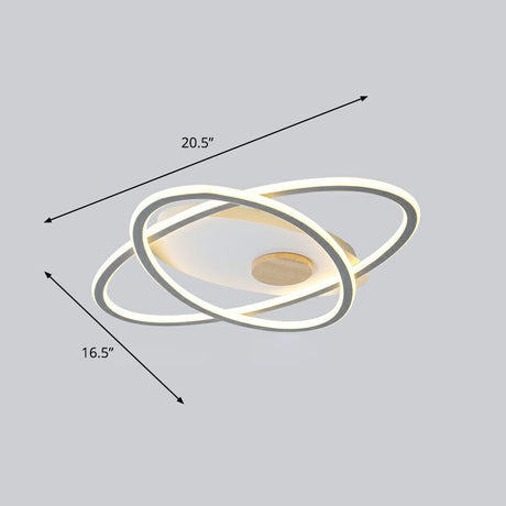 Modern Oval Flush Mount Led Ceiling Light Fixture For Bedroom Grey / 16.5 Remote Control Stepless