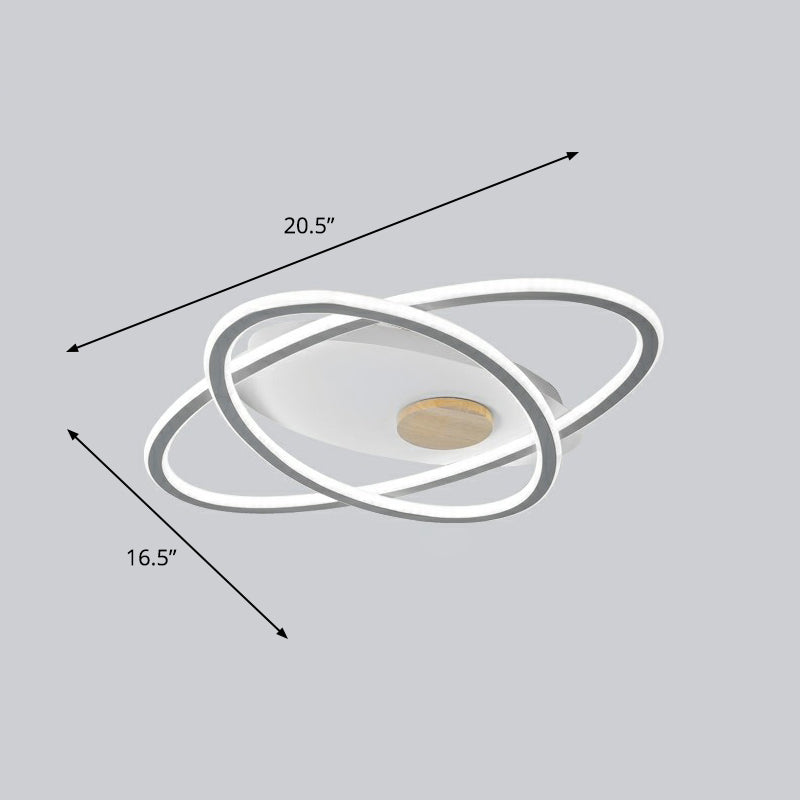 Modern Oval Flush Mount Led Ceiling Light Fixture For Bedroom Grey / 16.5 White