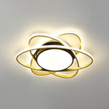 Modern Black Surface Mount Led Ceiling Light With Metallic Floral Design / 19 Remote Control