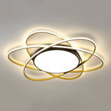 Modern Black Surface Mount Led Ceiling Light With Metallic Floral Design / 31.5 Remote Control