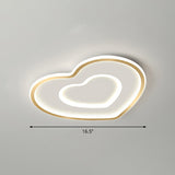 Ultra-Thin Gold Love Heart Led Ceiling Light For Bedroom / 16.5 White