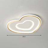 Ultra-Thin Gold Love Heart Led Ceiling Light For Bedroom / 20.5 White