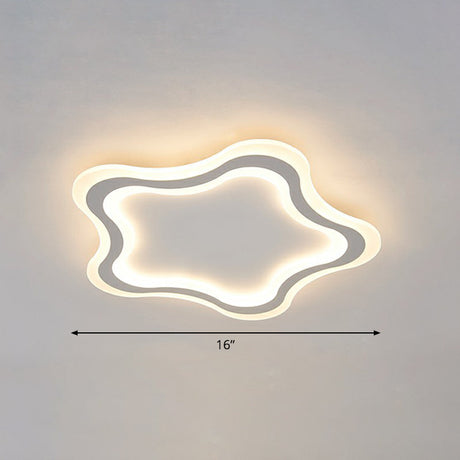 Kids Cartoon Acrylic Led Flushmount Ceiling Light With White Pentacle Design / 16 Warm