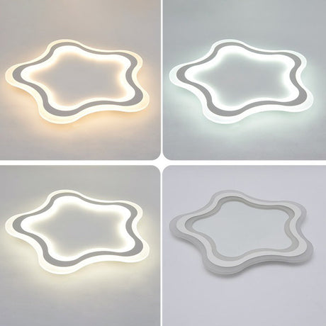 Kids Cartoon Acrylic Led Flushmount Ceiling Light With White Pentacle Design