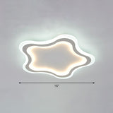 Kids Cartoon Acrylic Led Flushmount Ceiling Light With White Pentacle Design / 16 Inner Warm Outer