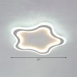 Kids Cartoon Acrylic Led Flushmount Ceiling Light With White Pentacle Design / 21 Inner Warm Outer