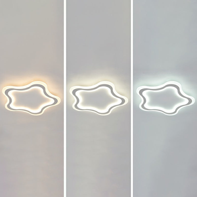 Kids Cartoon Acrylic Led Flushmount Ceiling Light With White Pentacle Design / 16 Third Gear