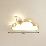 Childrens Metal Moon And Cloud Led Ceiling Fixture For Bedroom - Flush Mount Light Gold / 24.5 Warm