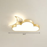 Childrens Metal Moon And Cloud Led Ceiling Fixture For Bedroom - Flush Mount Light Gold / 24.5