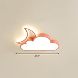 Childrens Metal Moon And Cloud Led Ceiling Fixture For Bedroom - Flush Mount Light Pink / 20.5 Warm