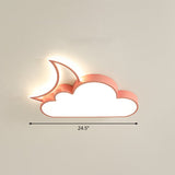 Childrens Metal Moon And Cloud Led Ceiling Fixture For Bedroom - Flush Mount Light Pink / 24.5