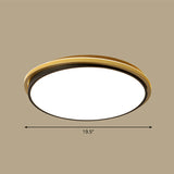 Minimalist Gold And Black Acrylic Round Led Flush Light For Bedroom Ceiling / 19.5 Third Gear