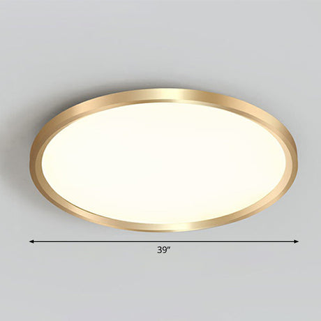 Gold Circle Bedroom Ceiling Flush Mount Led Light With Acrylic Simplicity / 39 Remote Control