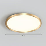 Gold Circle Bedroom Ceiling Flush Mount Led Light With Acrylic Simplicity / 31.5 Remote Control