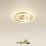 Gold Geometric Corridor Ceiling Light - Acrylic Led Flush Mount Fixture With Minimalistic Design