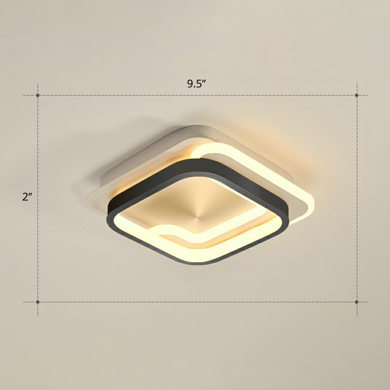 Modern Geometric Led Ceiling Light Fixture For Hallway - Minimalist Acrylic Design Black / Warm