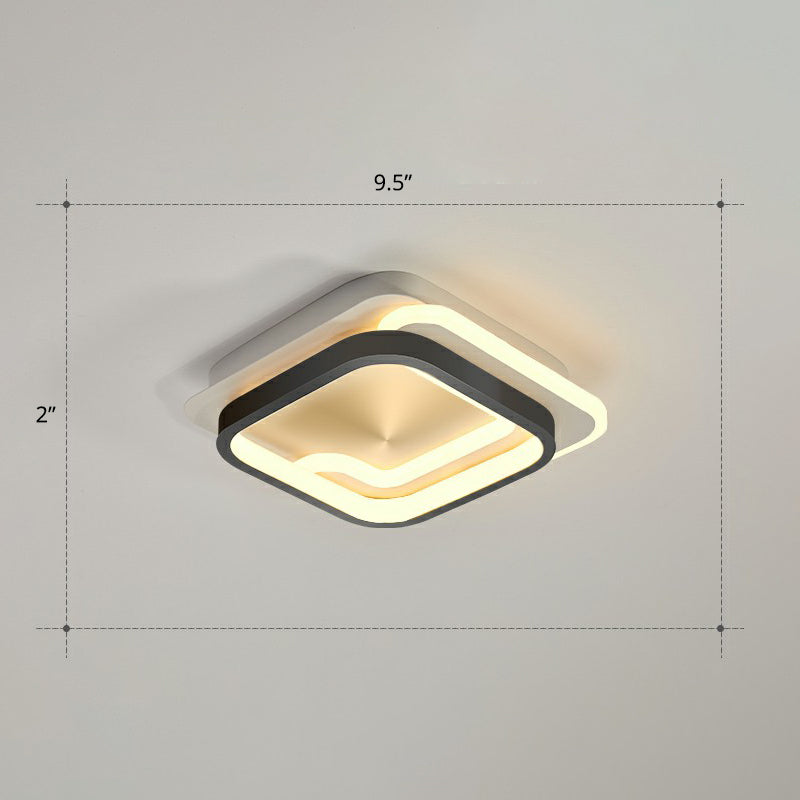 Modern Geometric Led Ceiling Light Fixture For Hallway - Minimalist Acrylic Design Black / Third