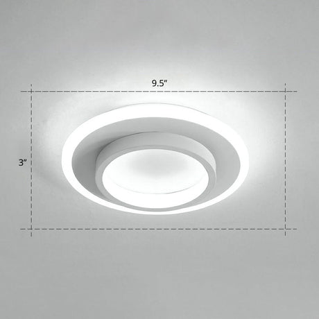 Minimalist Geometric Flushmount Ceiling Lamp - Sleek Metal Corridor Light White / Round